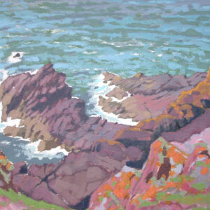 oil painting of exposed shore on Skokholm by RAG Davies