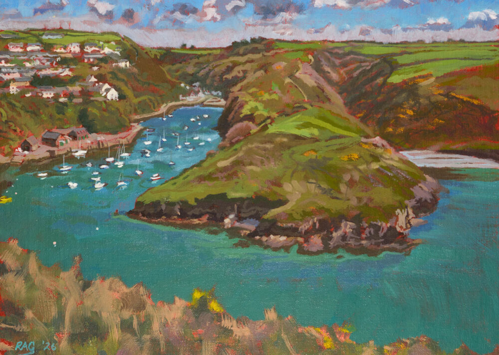 oil painting of Solva Harbour in summer by RAG Davies