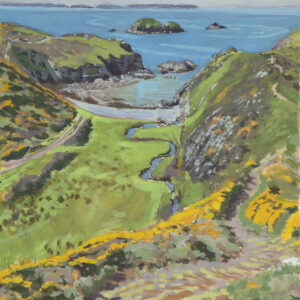 oil painting of Solva Harbour and Green Scar by RAG Davies